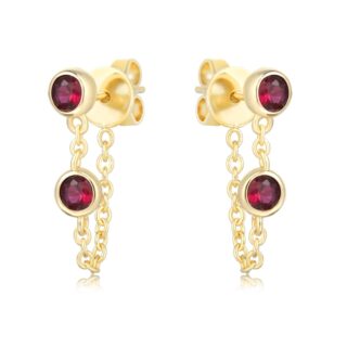 עגיל שרשרת אבנים אדום