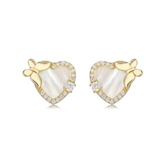 עגיל צמוד לב פרפר משובץ