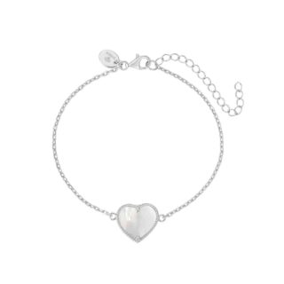 צמיד חוליות  לב לבן גדול