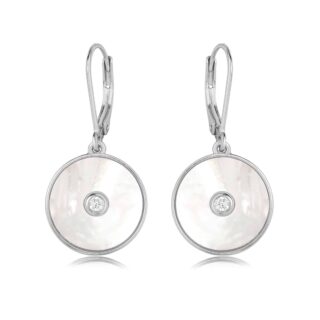 עגיל עיגול טס משובץ