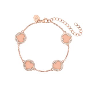 צמיד עיגולים לבבות ורודות