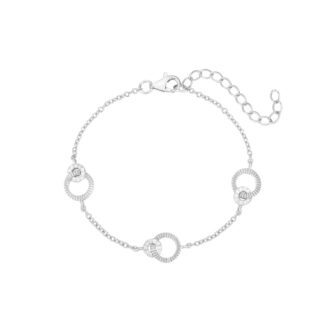 צמיד שרשרת כסף בשיבוץ אבני זרקוניה משולב חוליות עגולות