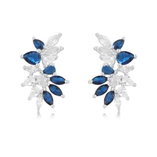 עגיל כסף משובץ באבני זרקוניה