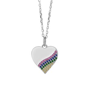שרשרת לב חצי צבעוני