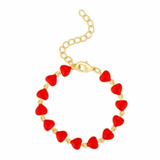 צמיד לבבות אדומים