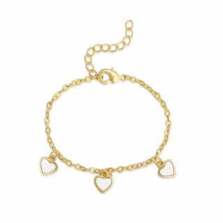 צמיד לבבות אמייל לבן