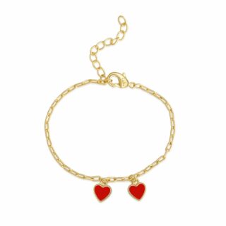 צמיד לבבות אמייל אדום