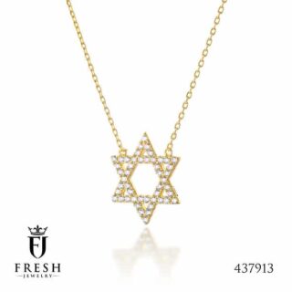 שרשרת מגן דוד  משובצת