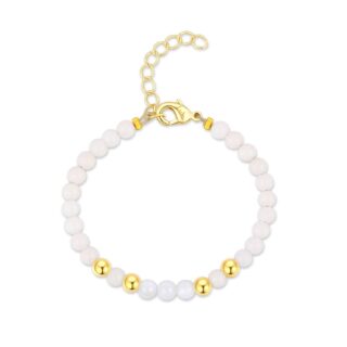 צמיד חרוזים לבן זהב