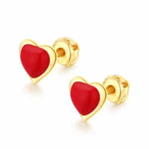 עגיל לב מסגרת זהב