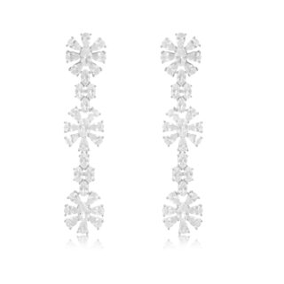 עגיל פרחים כסוף