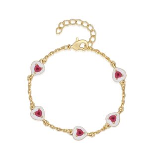 צמיד לבבות אמייל זהב